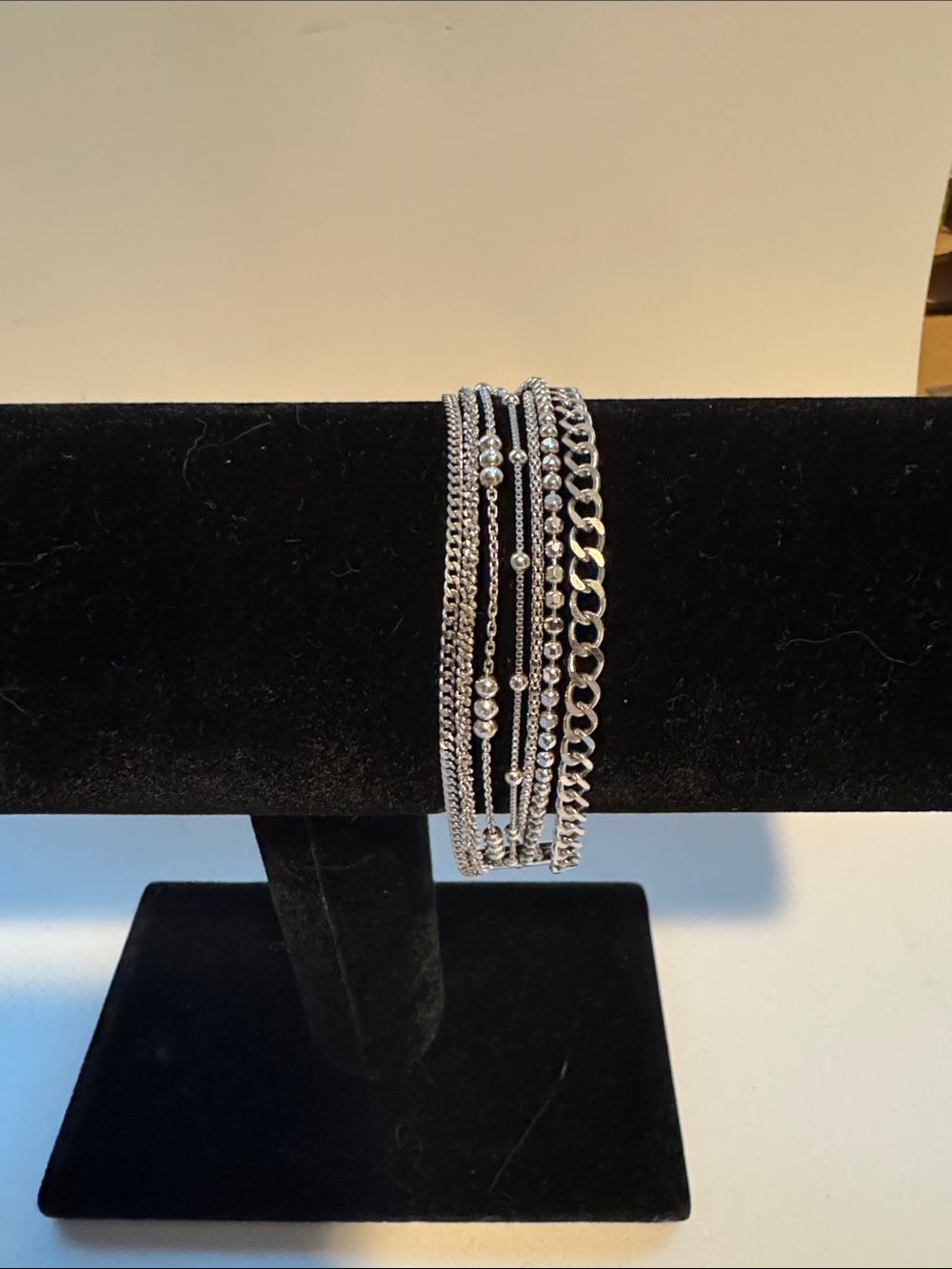 Women's Silver Layered Multi-Chain Bracelet - Polished Finish